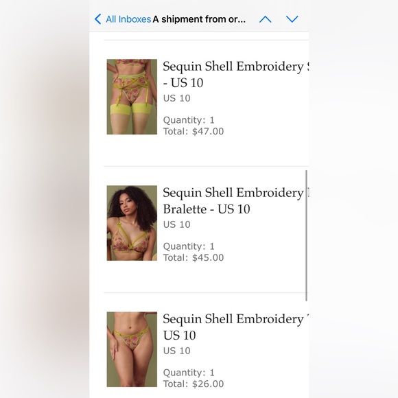 Sequin Shell Embroidery 3PC lingerie set never worn - Picture 2 of 6